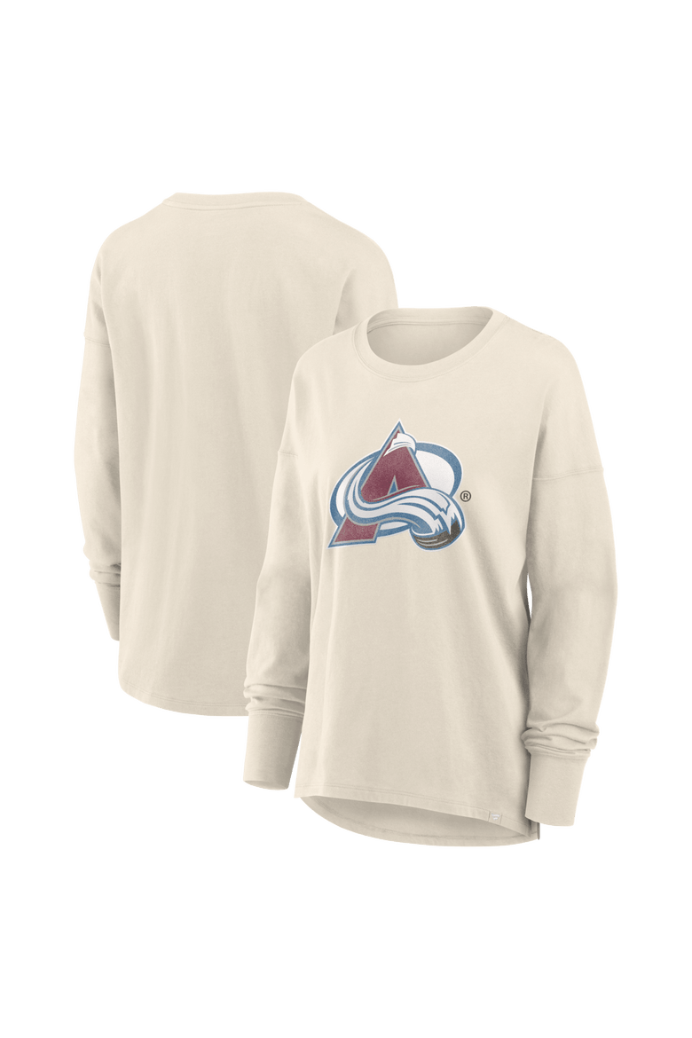 Women's Fanatics Cream Colorado Avalanche Distressed Logo Long Sleeve T-Shirt, Main, color, Cream