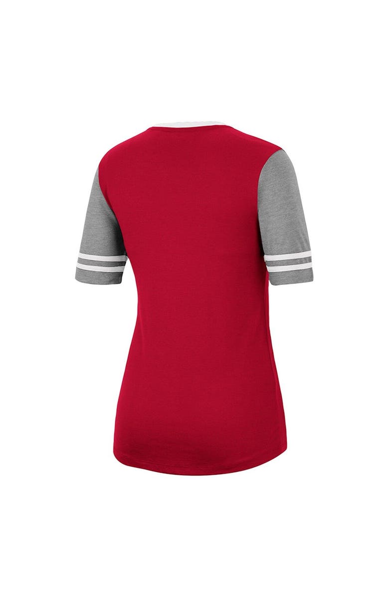 COLOSSEUM Women's Colosseum Crimson/Heathered Gray Indiana Hoosiers There You Are V-Neck T-Shirt, Alternate, color,