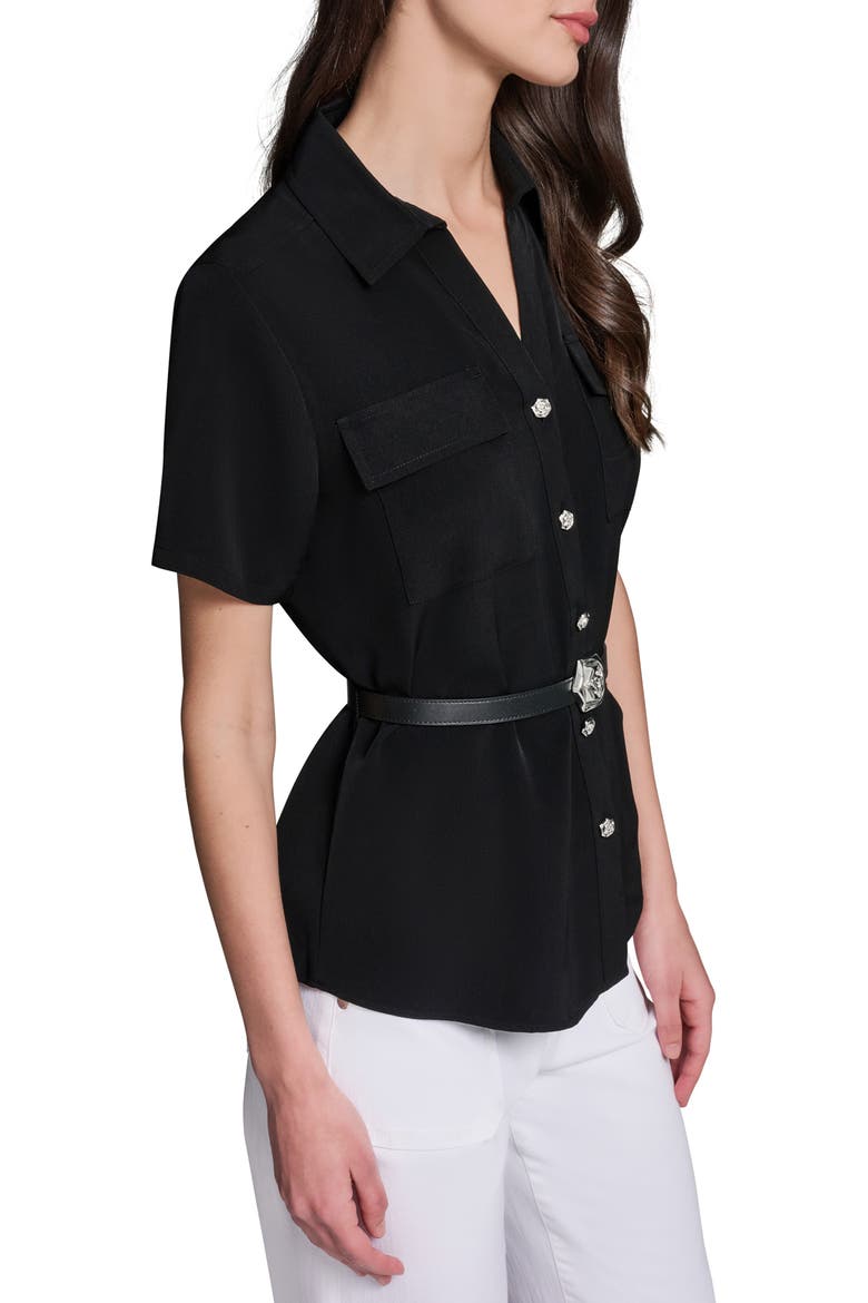 Belted Shirt, Alternate, color, BLACK