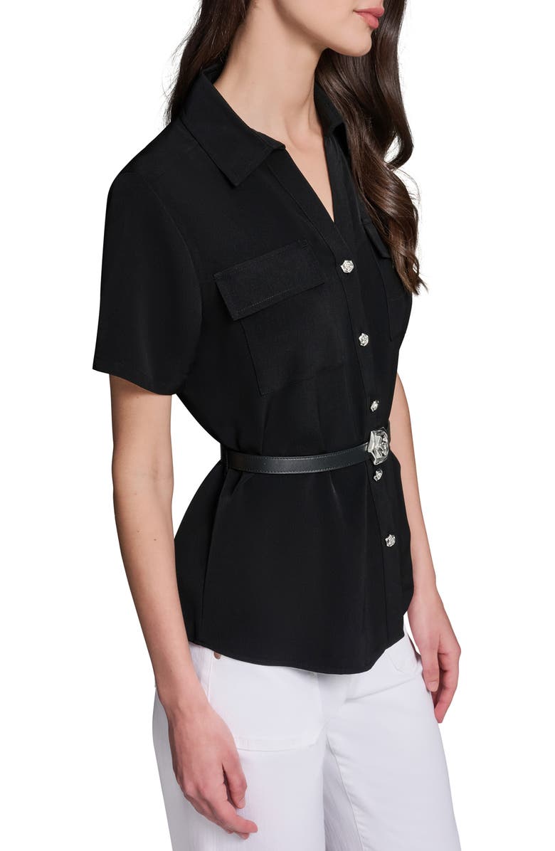 KARL LAGERFELD PARIS Belted Shirt, Alternate, color, Black
