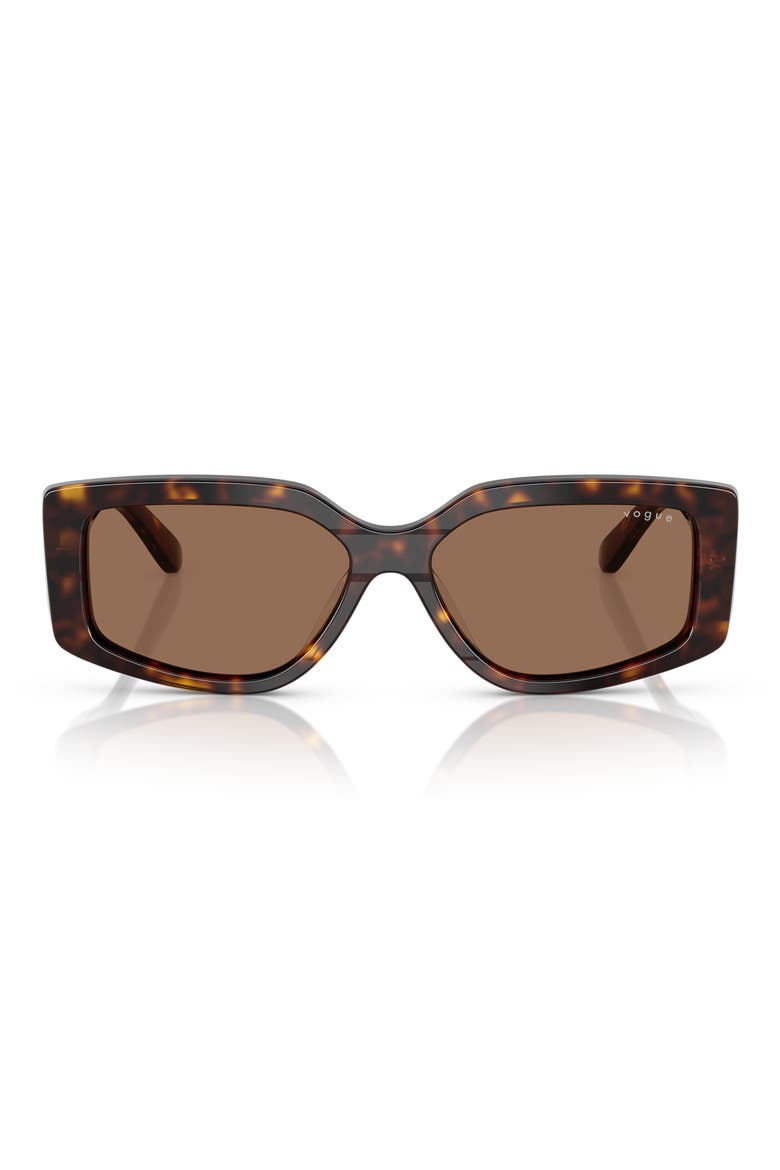55mm Rectangular Sunglasses, Main, color, DARK HAVANA