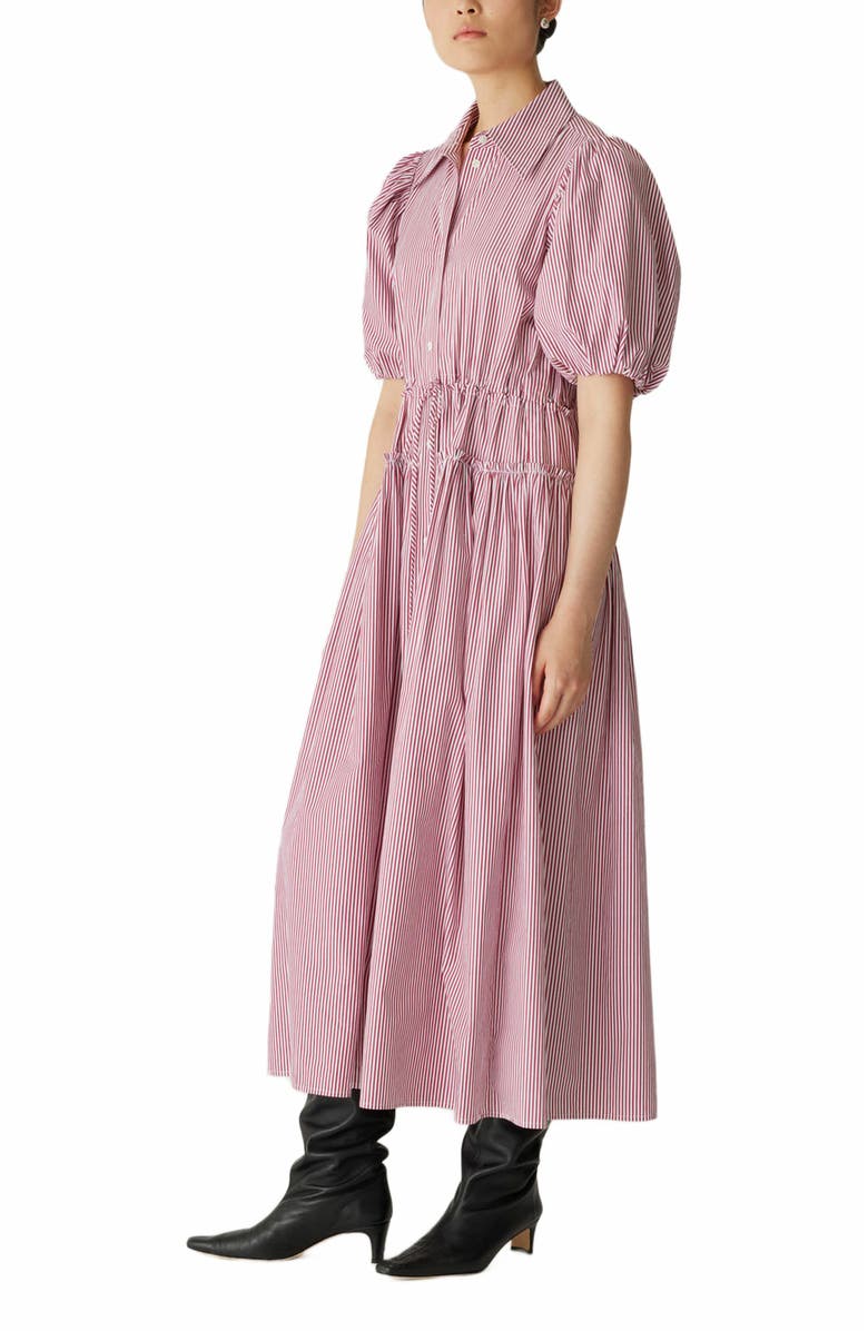 Rebecca Taylor Red Stripe Poplin Dress, Alternate, color, Red Stripe