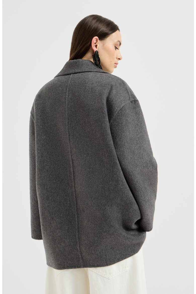 Cashmere double beaver cloth pea coat with precious patch, Alternate, color, Anthracite