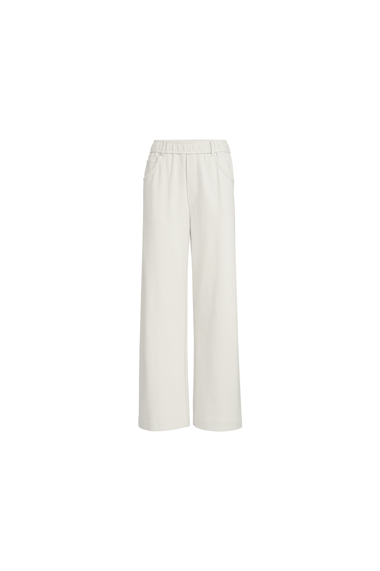 Cotton smooth French terry trousers, Alternate, color, Milk