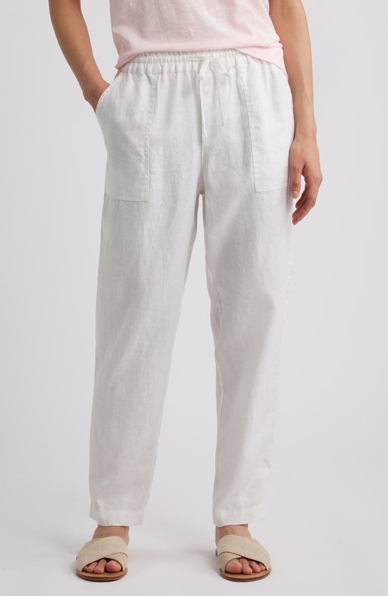 Tommy Bahama Two Palms Tapered Linen Drawstring Pants, Main, color, White