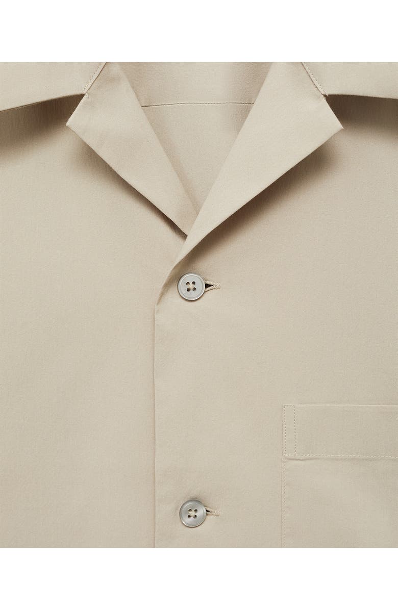 MANGO Cotton Blend Camp Shirt, Alternate, color, Beige