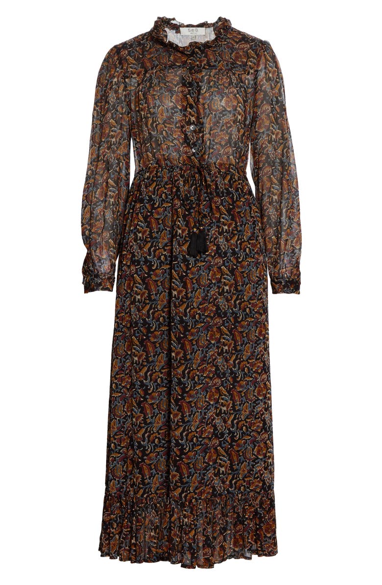 Sea Nicolette Floral Long Sleeve Midi Dress, Alternate, color,