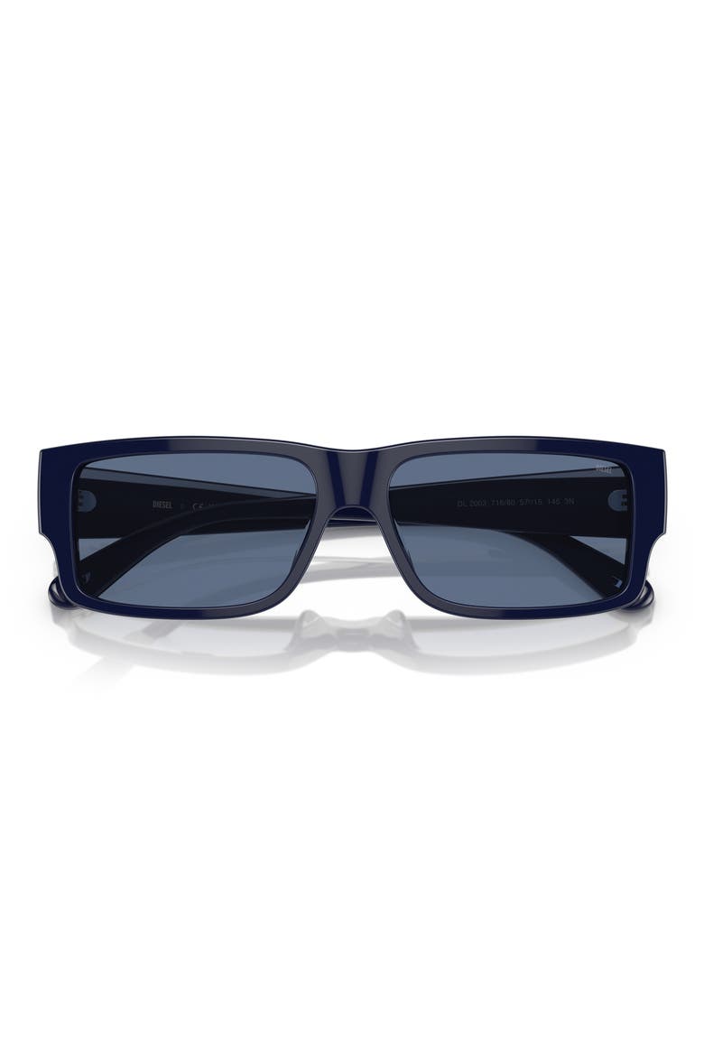 Geck-D 57mm Rectangular Sunglasses, Alternate, color, SHINY BLUE/ SOLID BLUE