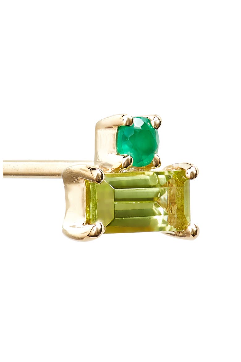 Baguette Peridot & Green Agate Stud Earrings (Nordstrom Exclusive), Alternate, color, 14K YELLOW GOLD