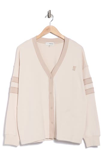 Faith Connexion Oversized French Terry Varsity Cardigan In Neutral