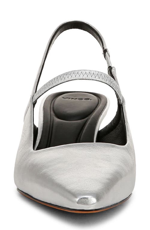 Vince Bianca Metallic Kitten Slingback Pumps In Silver