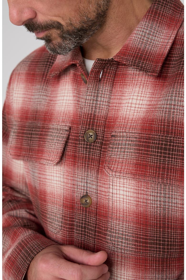 Plaid Flannel Overshirt, Alternate, color, RUST BROWN IVORY