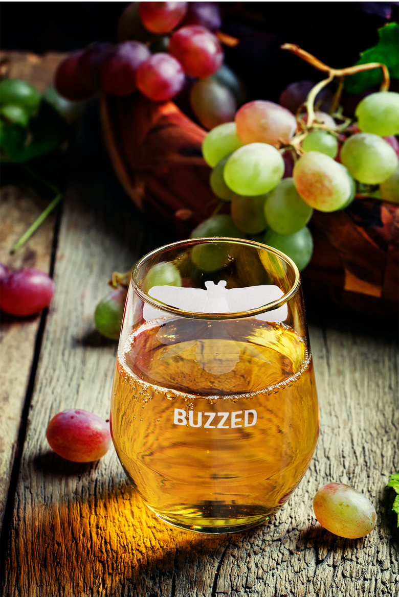 Buzzed Stemless Wine Glasses Clear Drinkware for Spring, Alternate, color, Clear