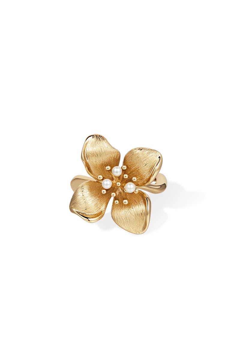 RETRO CHIC Large Iris Blossom Ring, Main, color, Gold & White