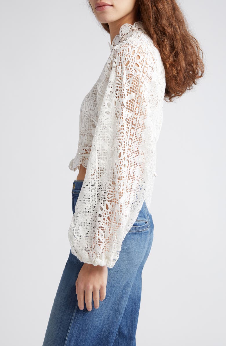 FARM Rio Guipure Long Sleeve Crop Top, Alternate, color,