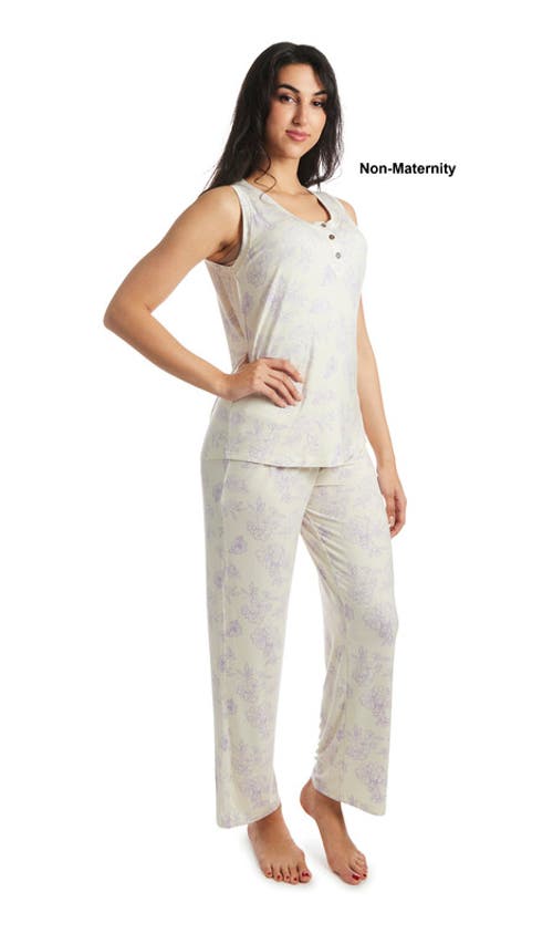 Everly Grey Women's Joy Tank & Pants Maternity/nursing Pajama Set In Gold