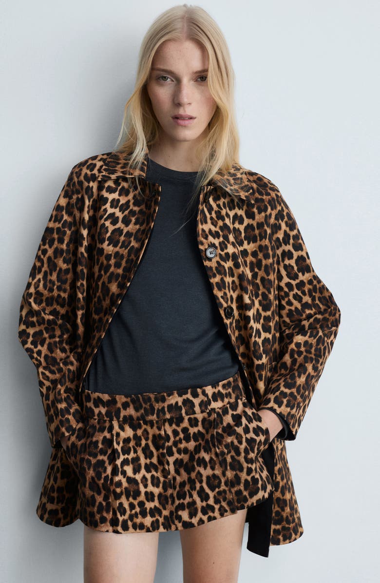 MANGO Leopard Print Skort, Alternate, color,