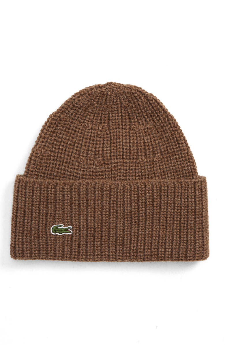 Lacoste Ribbed Wool Beanie, Main, color, 