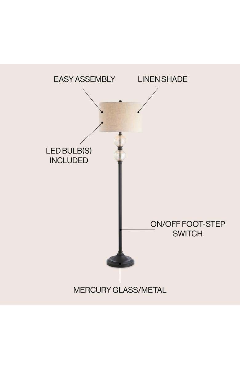 JONATHAN Y January Glass/Metal LED Floor Lamp, Alternate, color, Oil Rubbed Bronze