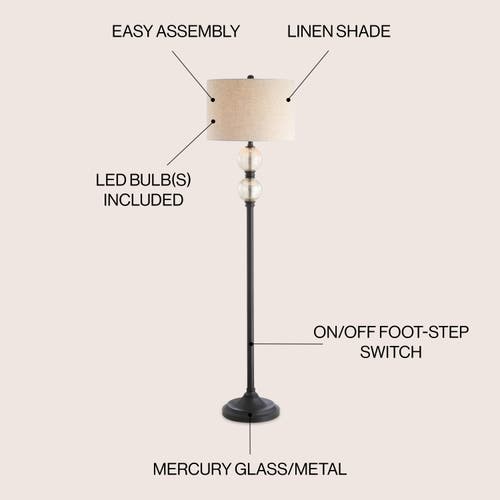 Jonathan Y January 60" Glass/metal Led Floor Lamp In Oil Rubbed Bronze