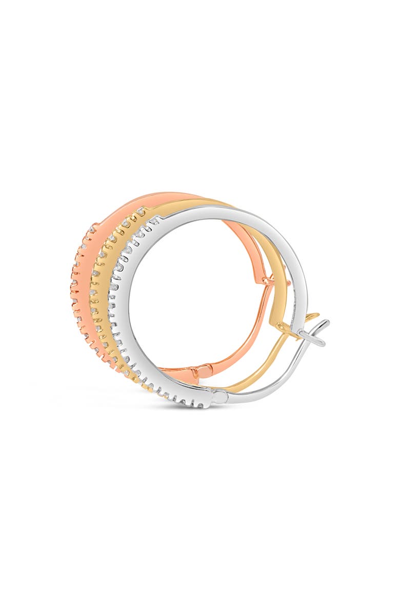 14K Tri-Toned Gold 1/3 Cttw Diamond Triple Hoop Earrings (I-J Color, I2-I3 Clarity) - 22 MM, Alternate, color, Yellow Gold