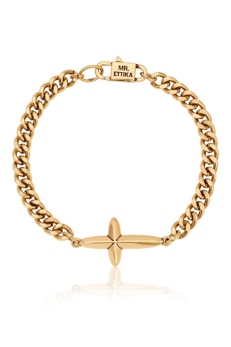 Faithful Emblem Bracelet, Main, color, BRASS