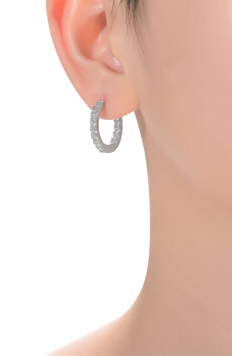 Genevive Cubic Zirconia Hoop Earrings, Alternate, color, Silver