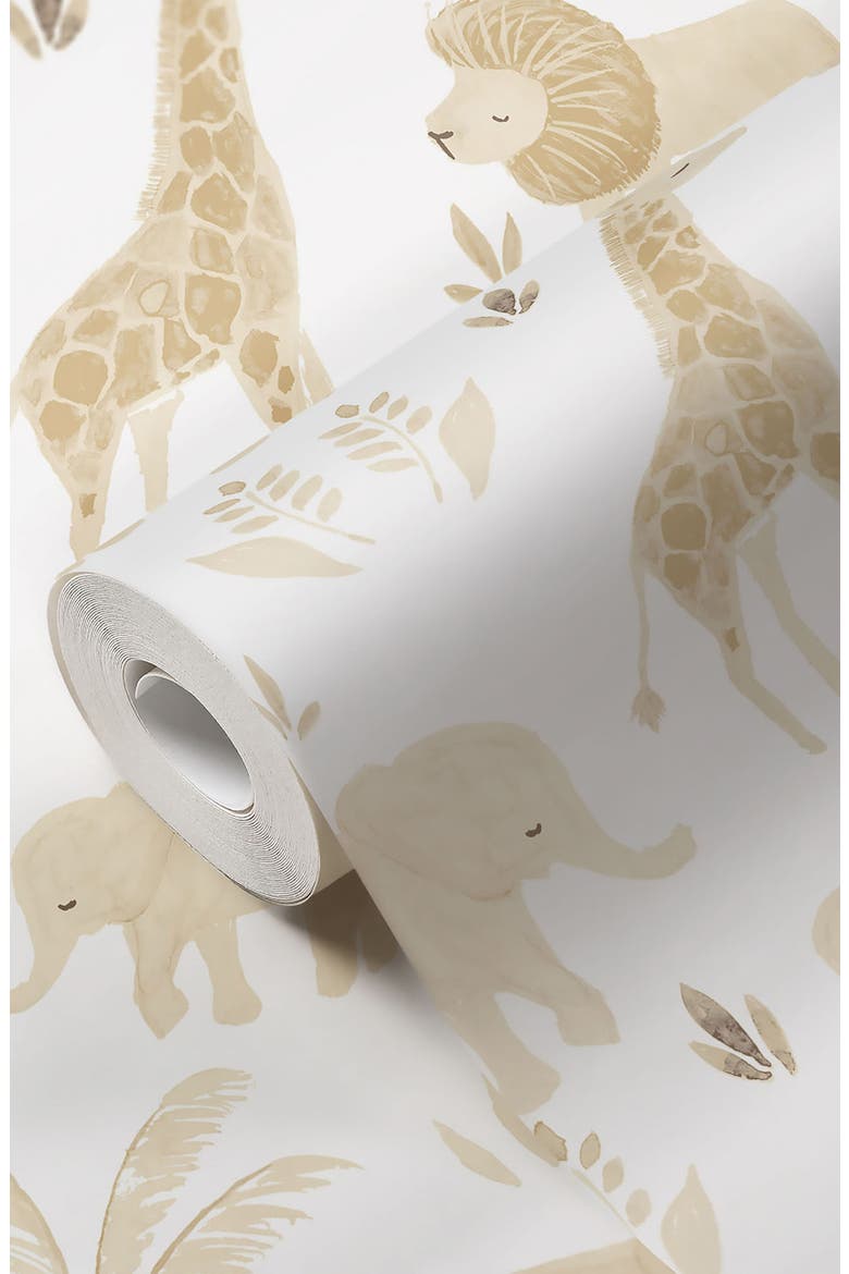 Safari Animal Wallpaper for Nursery, Alternate, color, MULTI
