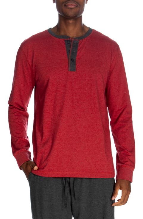 Three Button Long Sleeve Lounge Henley Shirt