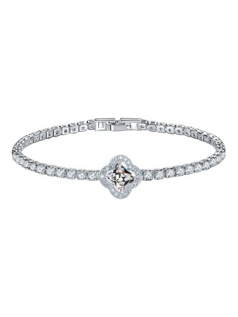 Elegant Crystal Clover Tennis Bracelet - Sparkling Sophistication
