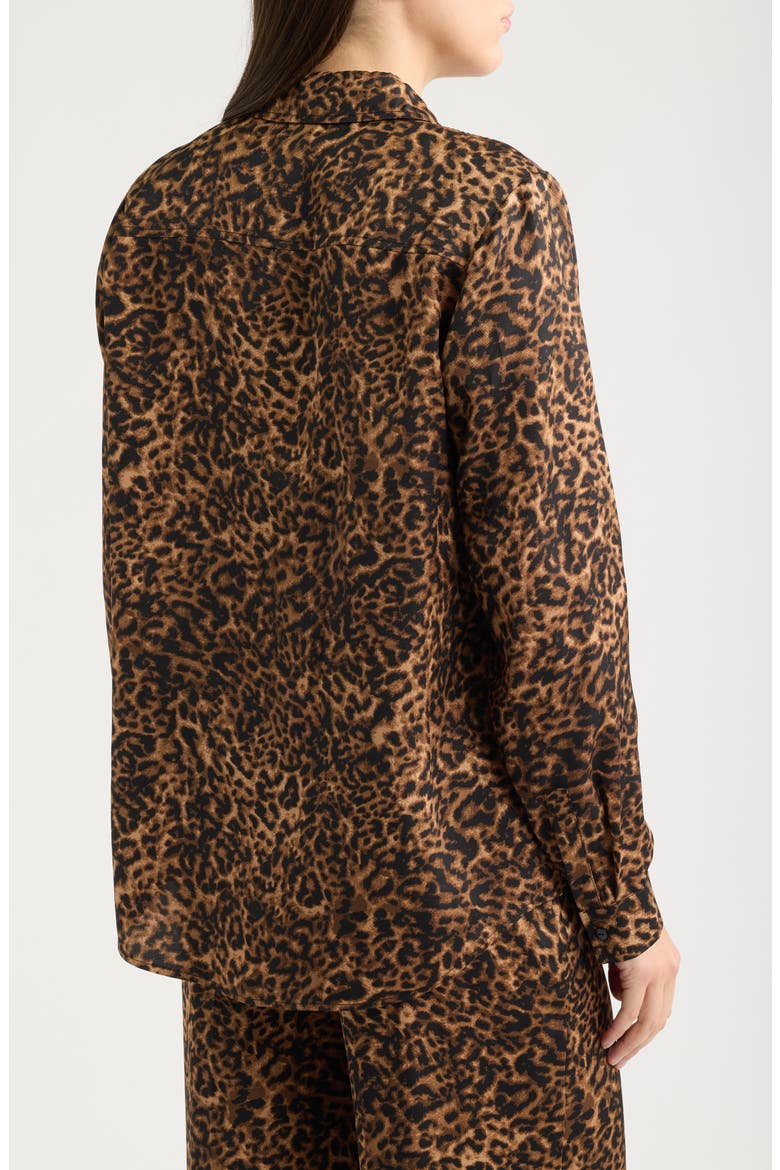 Leopard Print Long Sleeve Shirt, Alternate, color, WALNUT BLACK LEOPARD