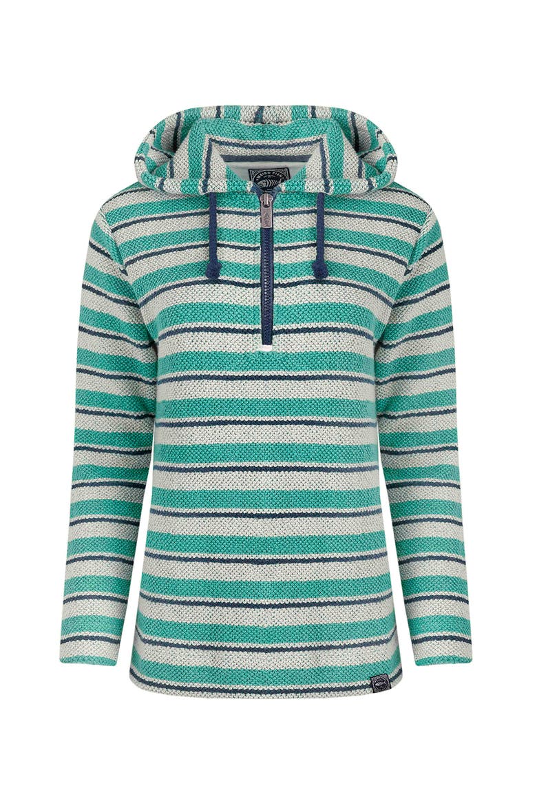 Ally 1/4 Zip Stripe Hoodie, Alternate, color, Aqua Marine