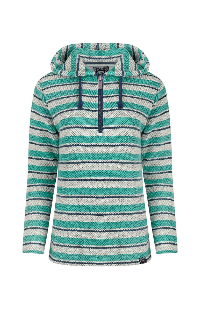 Weird Fish Ally 1/4 Zip Stripe Hoodie, Alternate, color, Aqua Marine