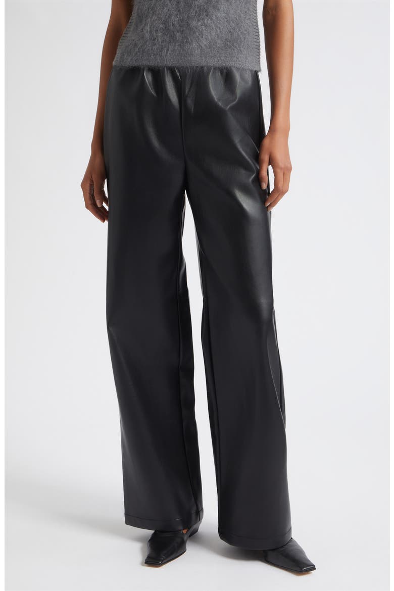 Mick Pull-On Faux Leather Pants, Main, color, JET