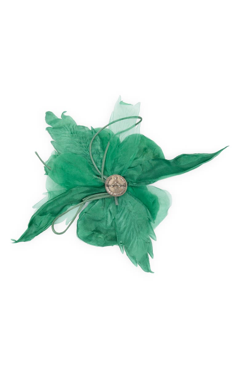 Gucci Silk Flower Pin, Alternate, color, Green Green