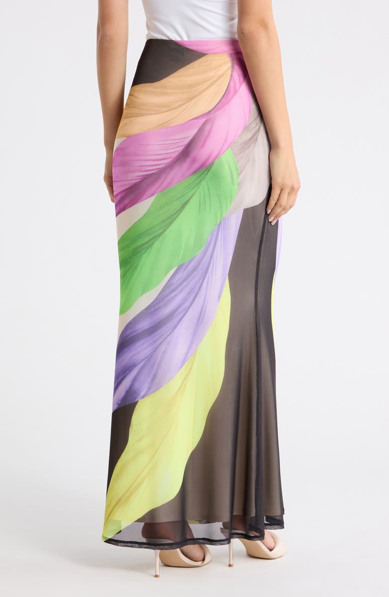 AFRM Tegan Feather Print Maxi Skirt, Alternate, color, Summer Feathers