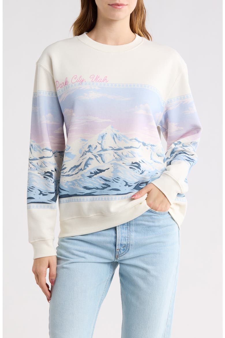 Park City Scene Crewneck Sweatshirt, Main, color, MARSHALLOW