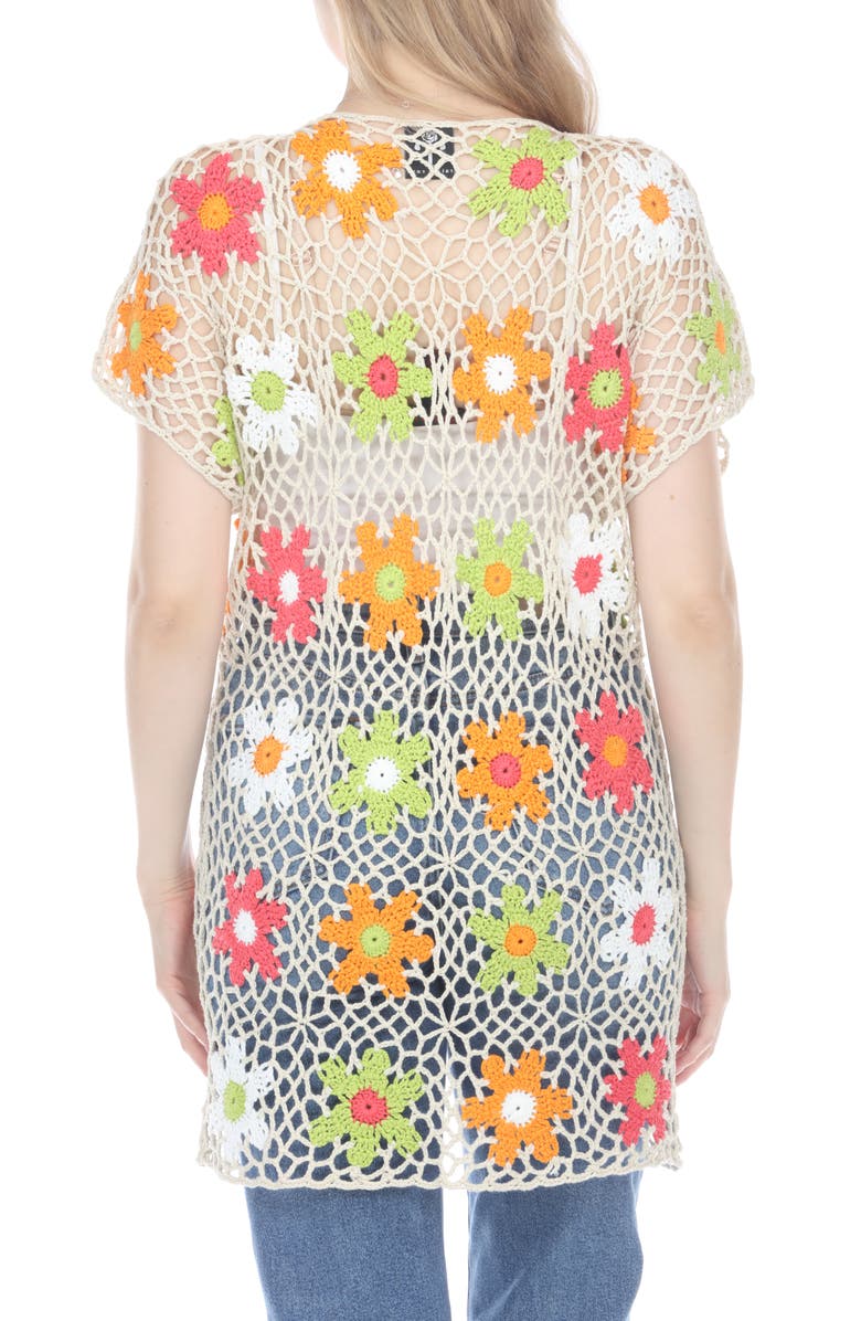 RAIN AND ROSE Floral Crochet Cardigan, Alternate, color, Ivory Floral