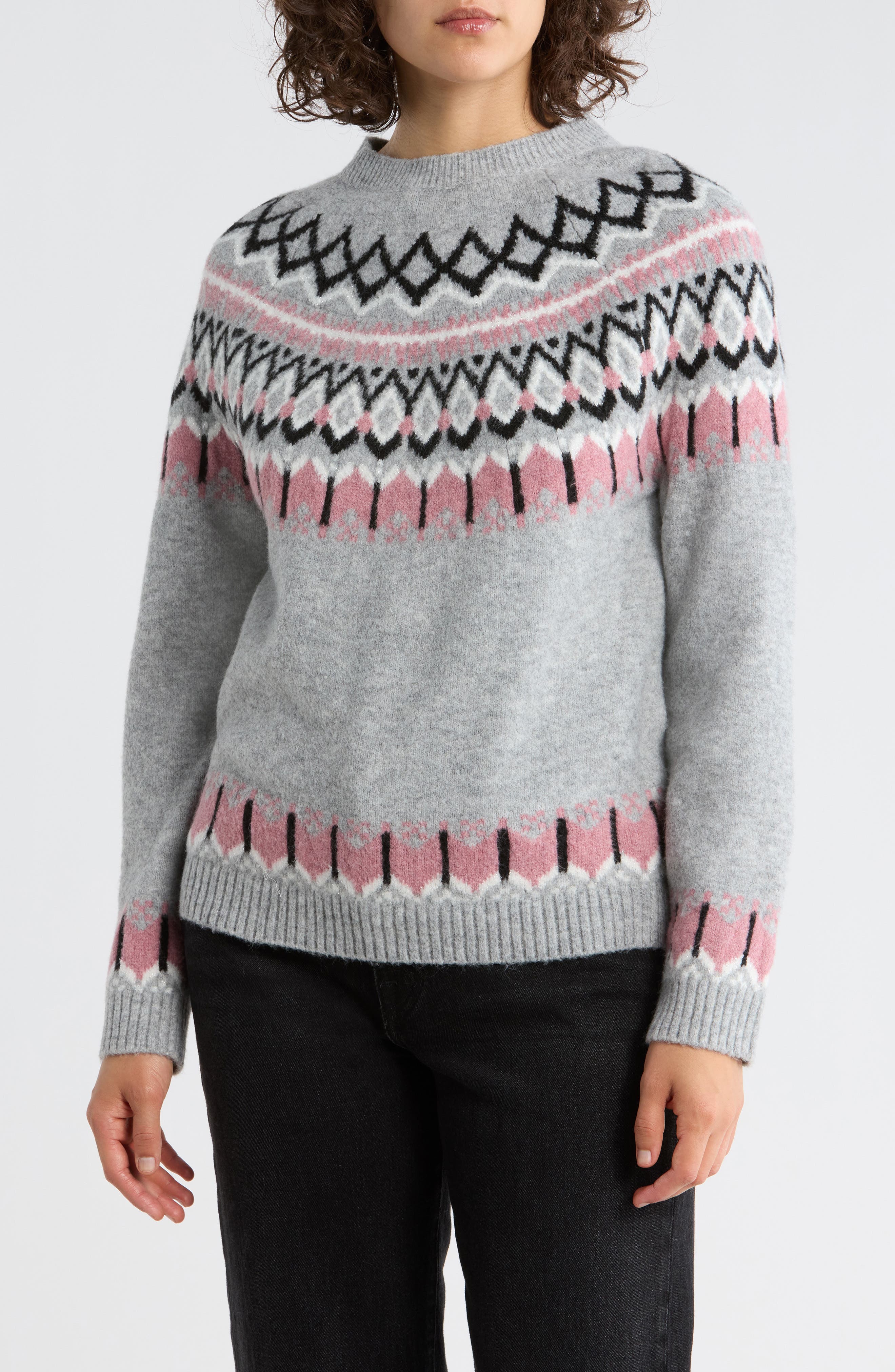 DKNY Jeans Fair Isle Crewneck Sweater