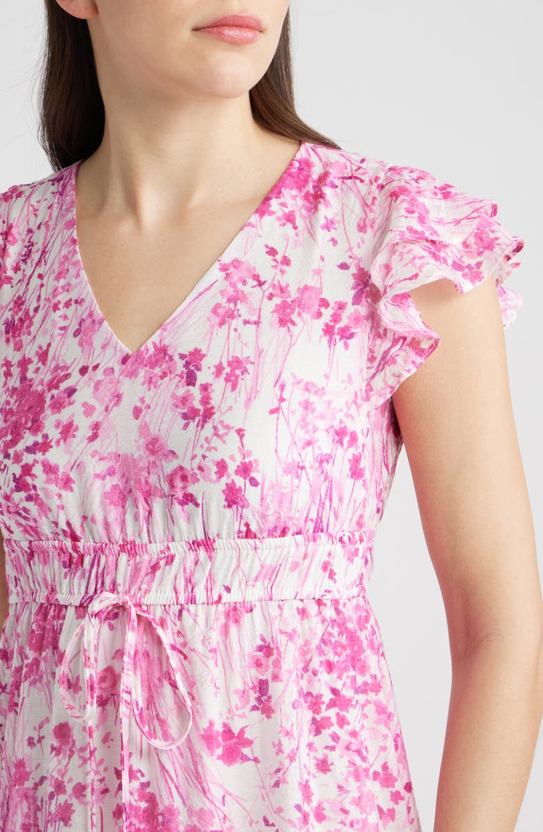 Halogen<sup>®</sup> Print Ruffle Sleeve Maxi Dress, Alternate, color, New Ivory