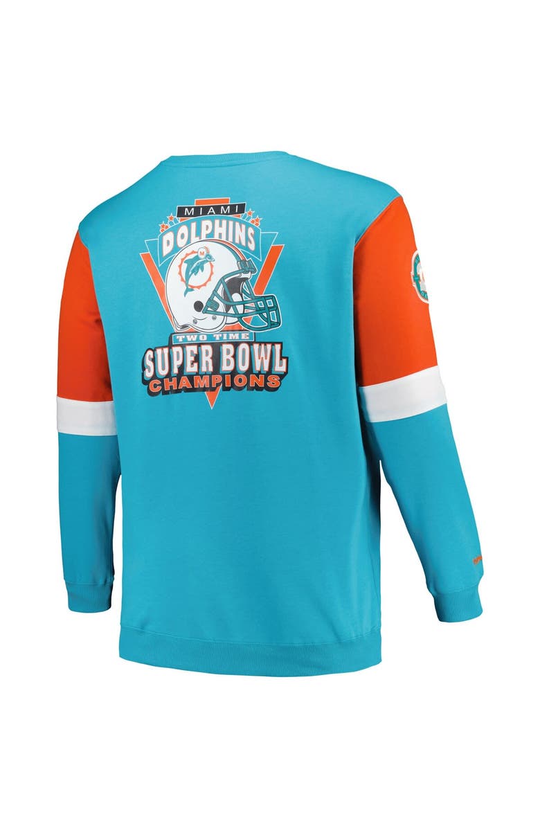 Mitchell & Ness Men's Mitchell & Ness Aqua Miami Dolphins Big & Tall Fleece Pullover Sweatshirt, Alternate, color, Aqua