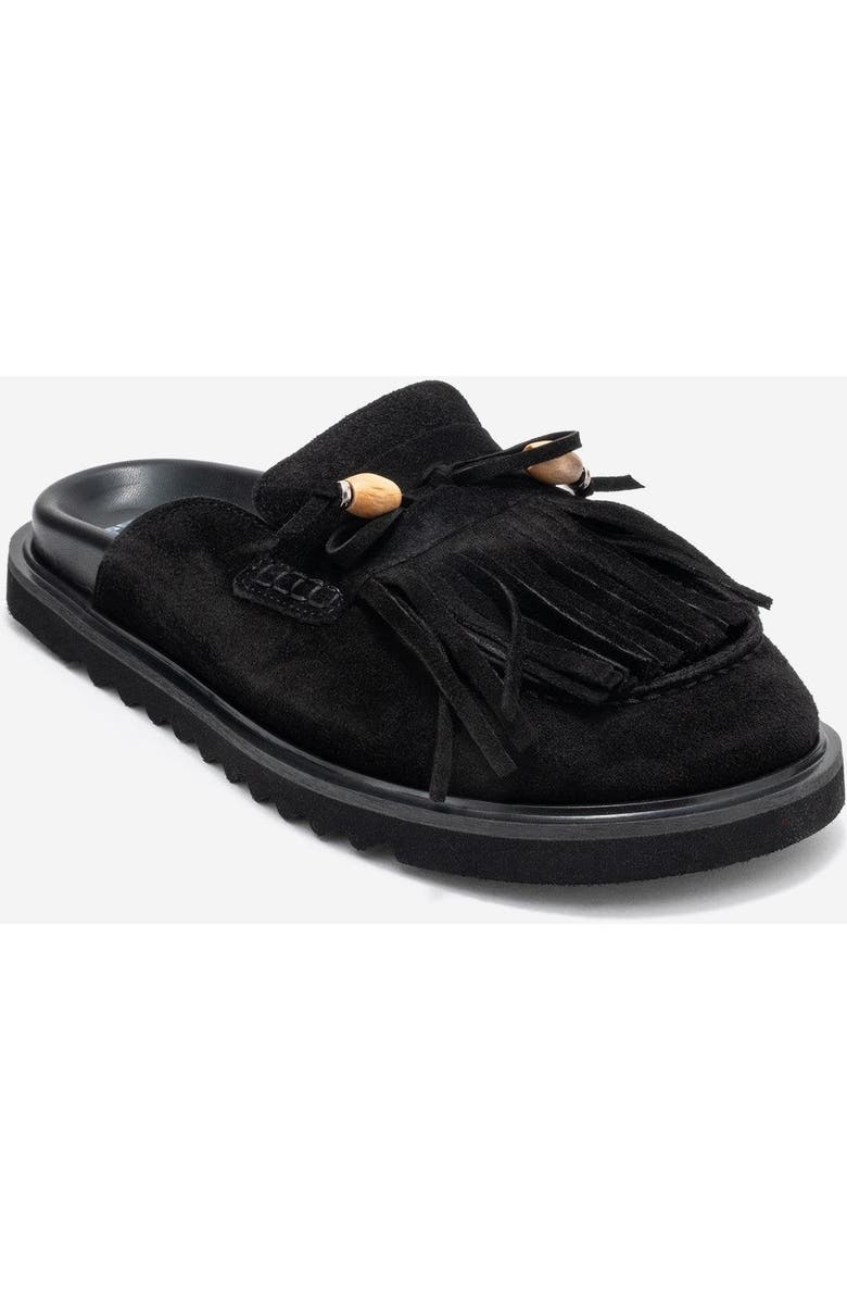 Forever & Always Shoes Carol Tassel Leather Mule, Alternate, color, Black Suede Leather