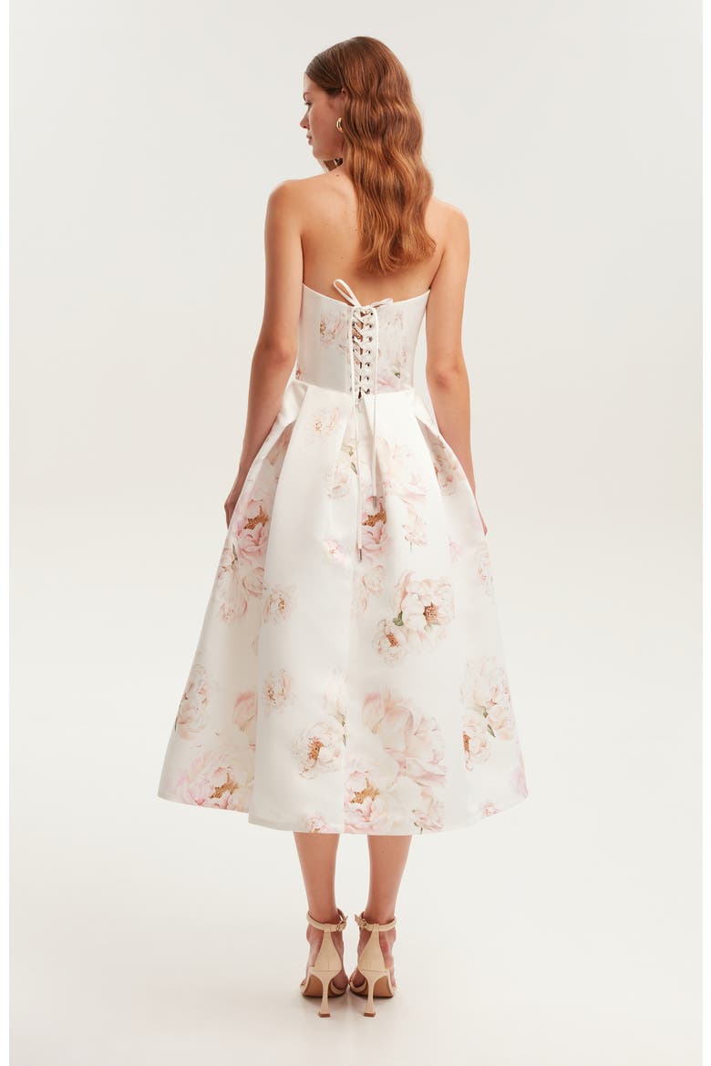 Corset Midi Formal Occasion Dress, Alternate, color, Peony