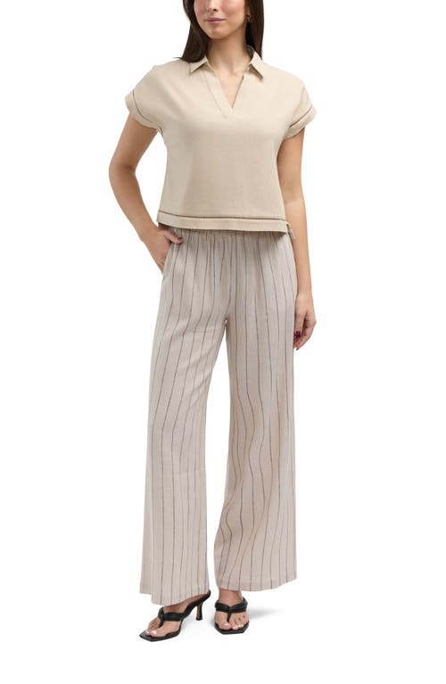 Ellen Tracy Johnny Collar Top In Linen
