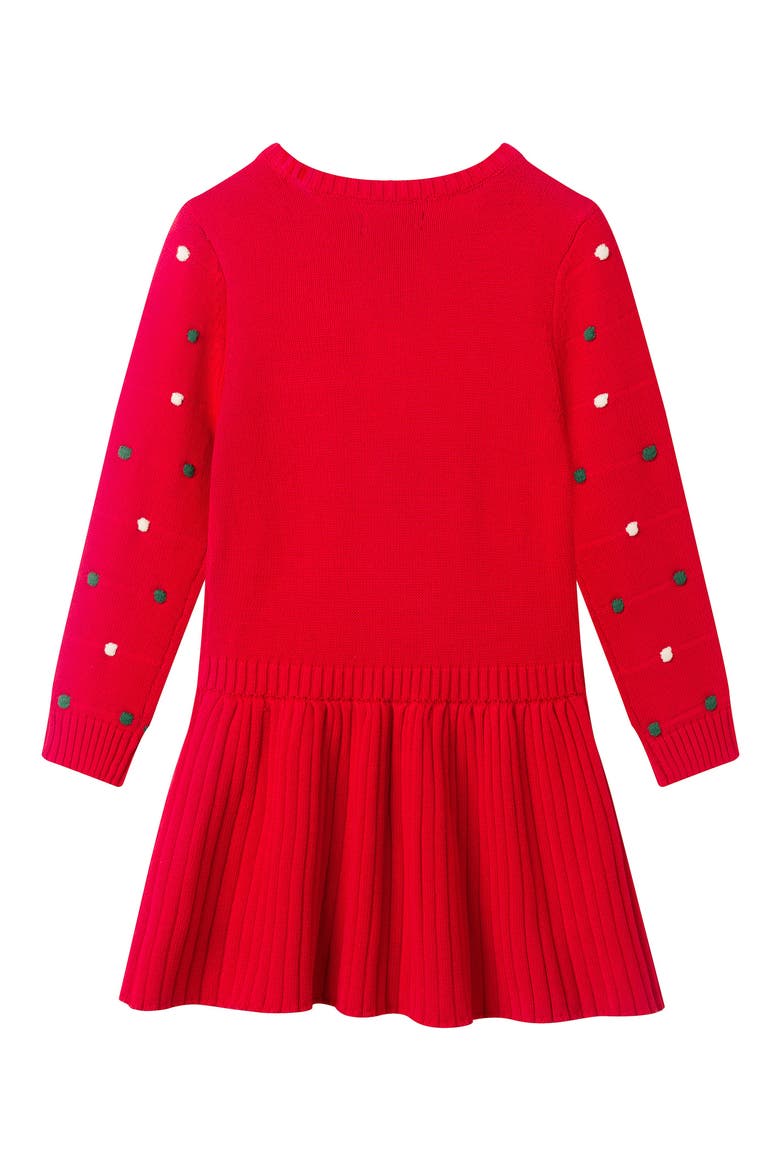 Kids' Pompom Sweater Dress, Alternate, color, RED BUBBLE
