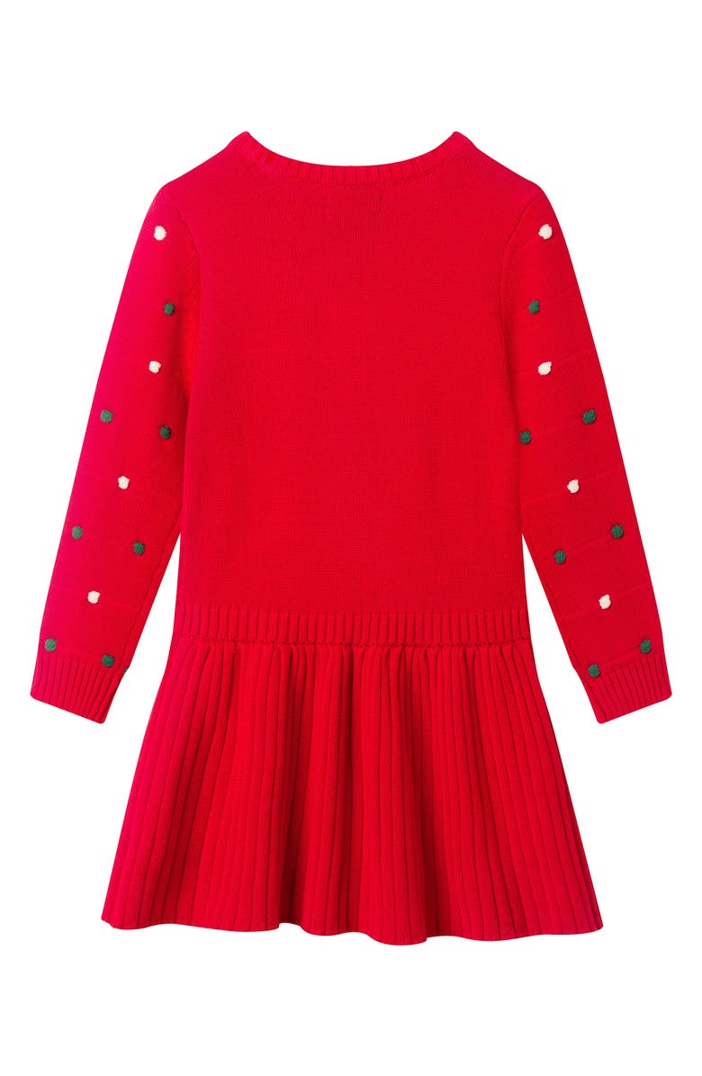 Andy & Evan Kids' Pompom Sweater Dress, Alternate, color, Red Bubble