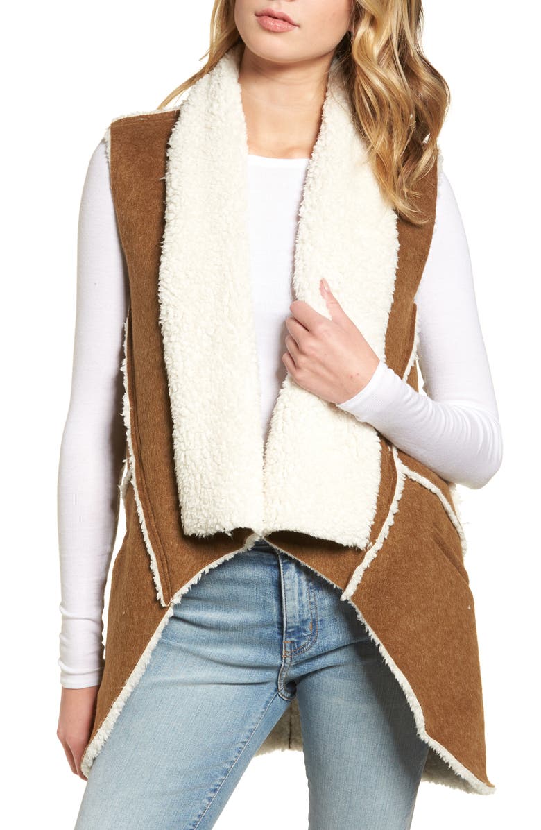 Dylan Flannel Faux Shearling Vest, Main, color,