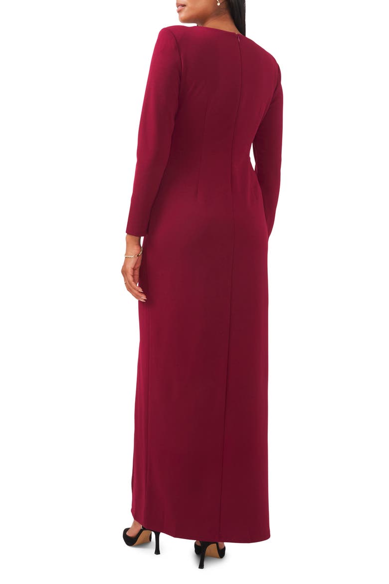 Crystal Detail Long Sleeve Gown, Alternate, color, MAJESTIC WINE
