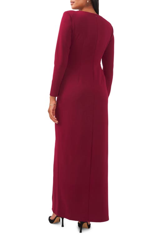 Chaus Crystal Detail Long Sleeve Gown In Red
