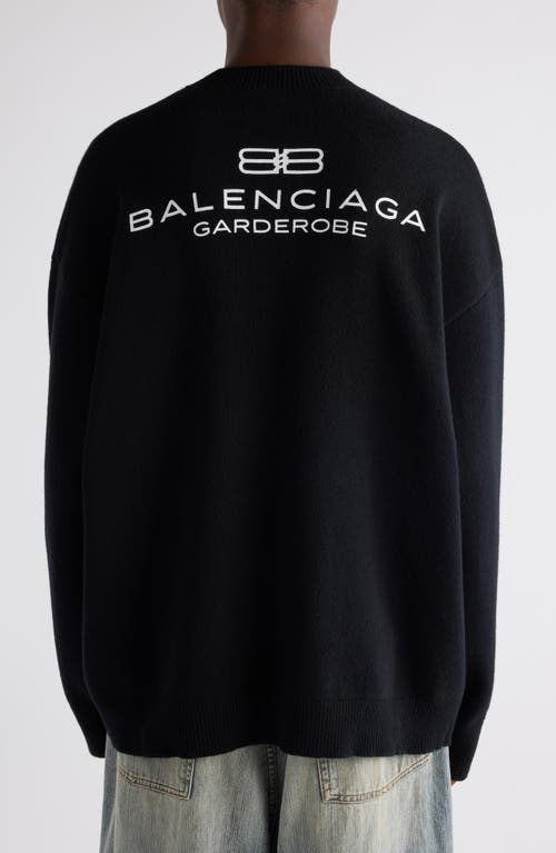 BALENCIAGA BALENCIAGA RELAXED LOGO EMBROIDERED VIRGIN WOOL SWEATER